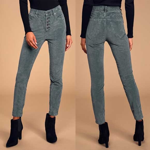 Free People Denim - Free People Sun Chaser Dusty Blue Corduroy Skinny